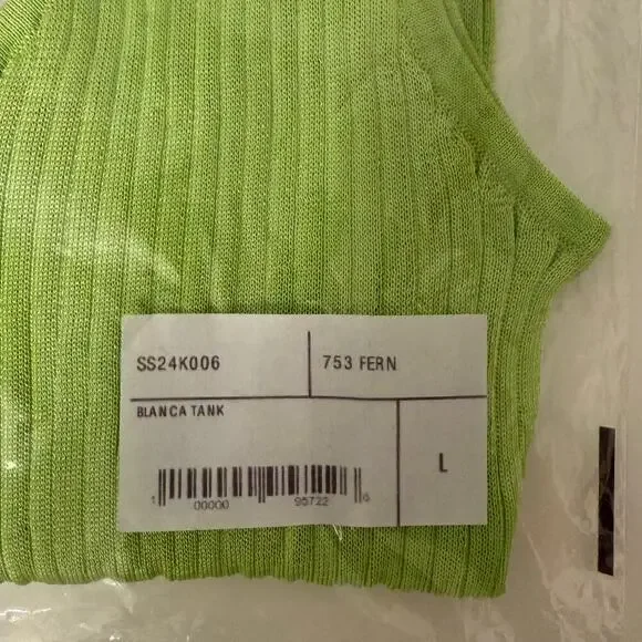 Maryam Nassir Zadeh Blanca Tank Size Large Brat Neon Green Ribbed Knit Top NWT - Picture 3 of 6